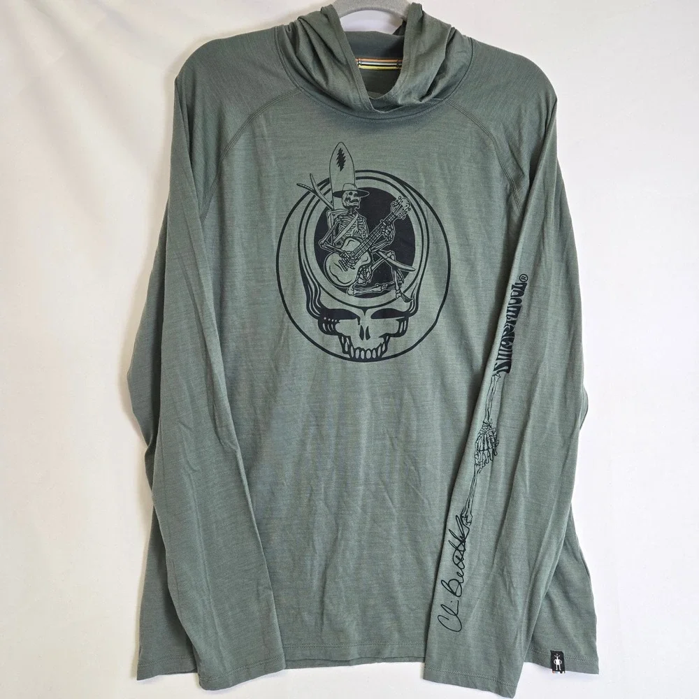 Smartwool x Grateful Dead Long Sleeve Graphic Shirt Hoodie Green Black Large - Picture 1 of 16